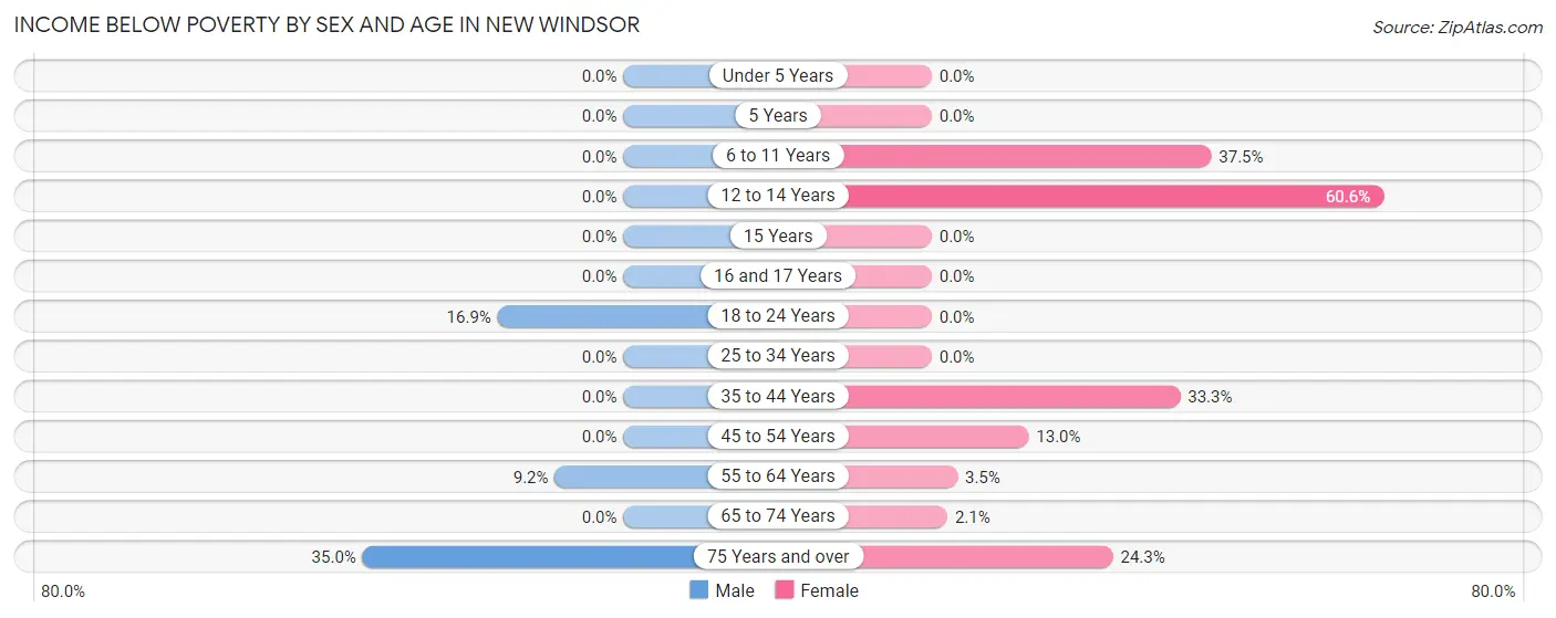 Income Below Poverty by Sex and Age in New Windsor
