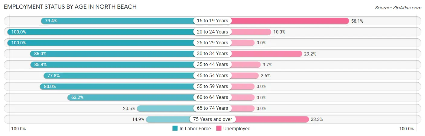 Employment Status by Age in North Beach