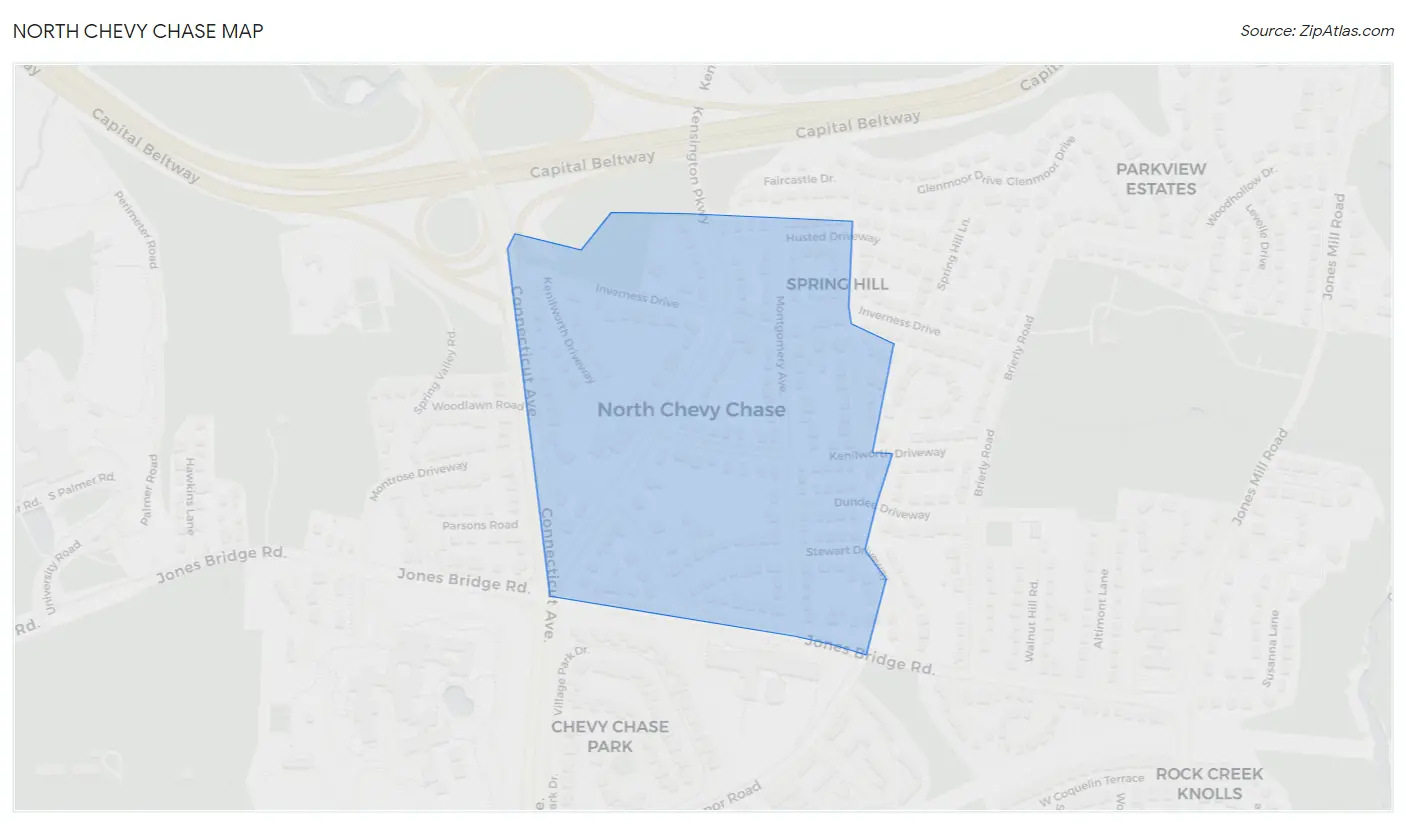 North Chevy Chase Map