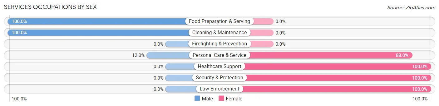 Services Occupations by Sex in Paramount Long Meadow