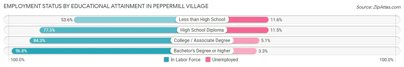 Employment Status by Educational Attainment in Peppermill Village