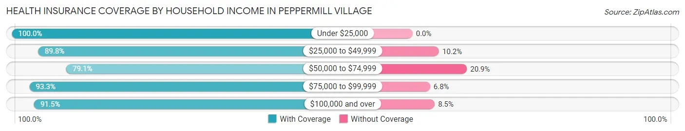 Health Insurance Coverage by Household Income in Peppermill Village
