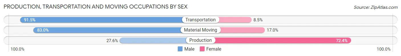 Production, Transportation and Moving Occupations by Sex in Peppermill Village