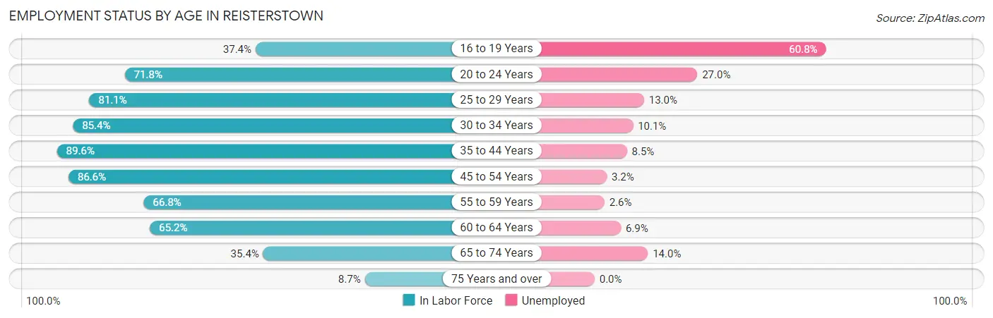 Employment Status by Age in Reisterstown