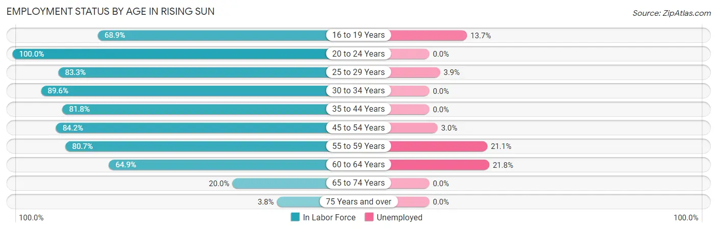 Employment Status by Age in Rising Sun