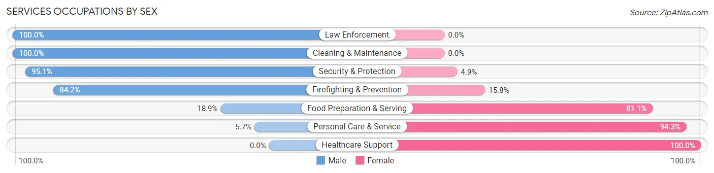 Services Occupations by Sex in Rising Sun