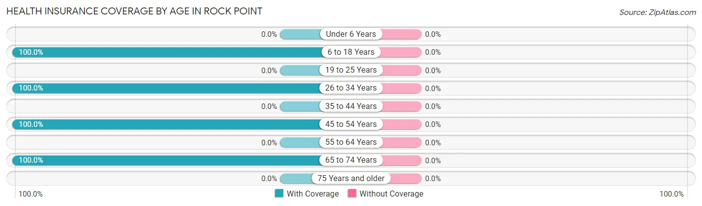 Health Insurance Coverage by Age in Rock Point