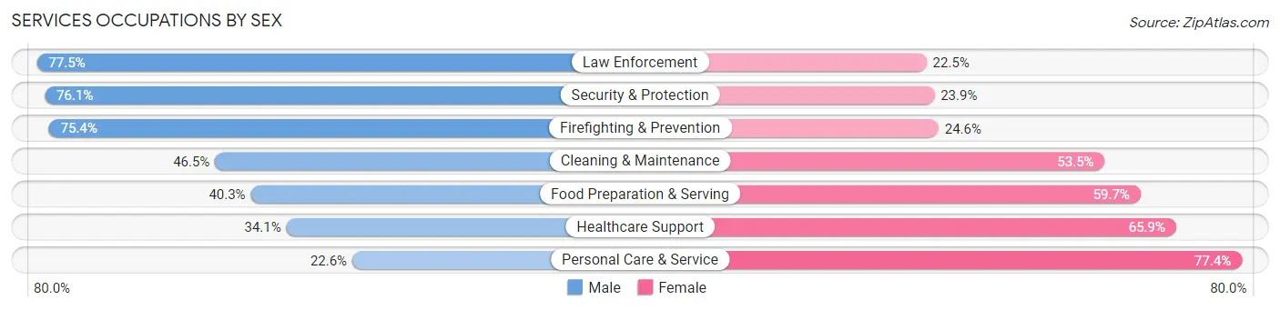 Services Occupations by Sex in Rockville