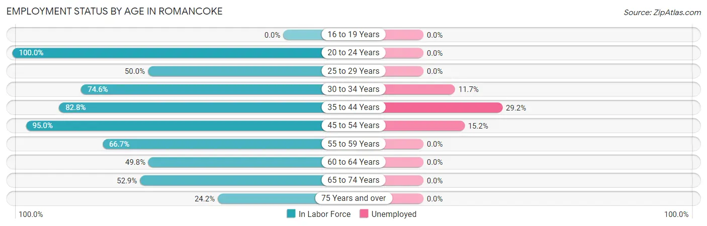 Employment Status by Age in Romancoke