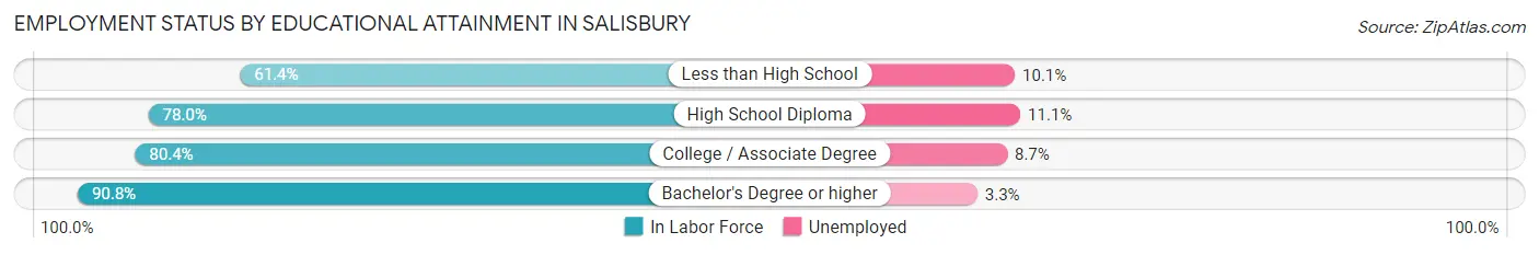 Employment Status by Educational Attainment in Salisbury