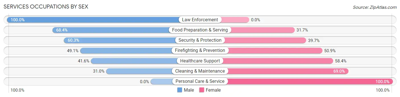 Services Occupations by Sex in Silver Hill
