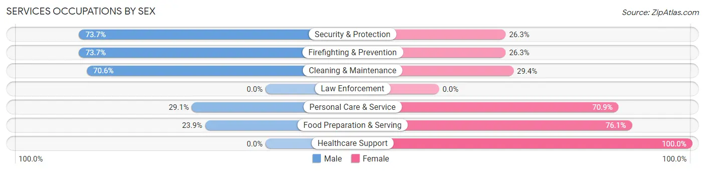 Services Occupations by Sex in South Kensington
