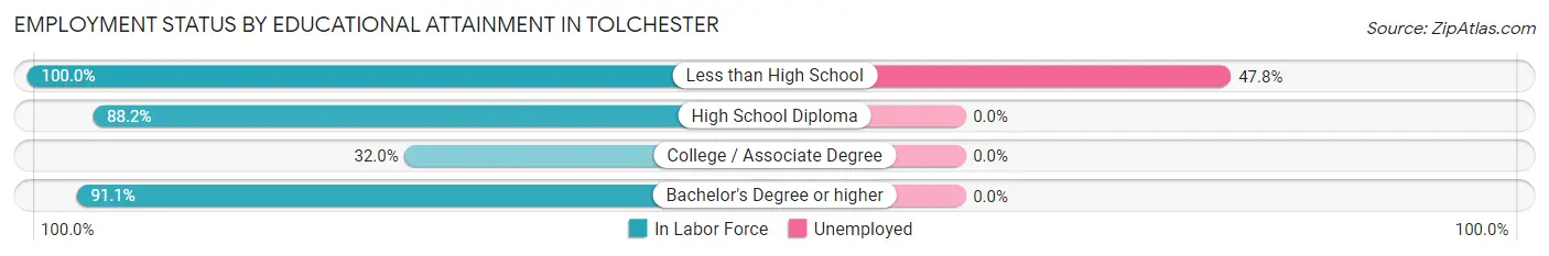 Employment Status by Educational Attainment in Tolchester