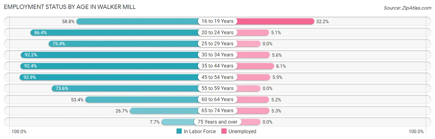 Employment Status by Age in Walker Mill