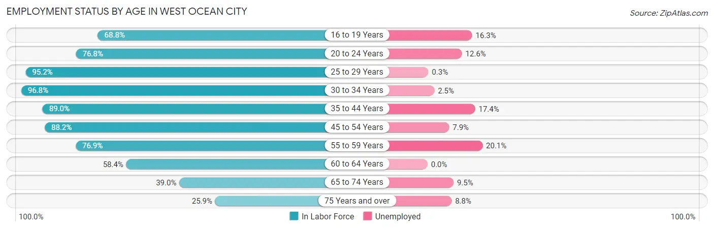 Employment Status by Age in West Ocean City