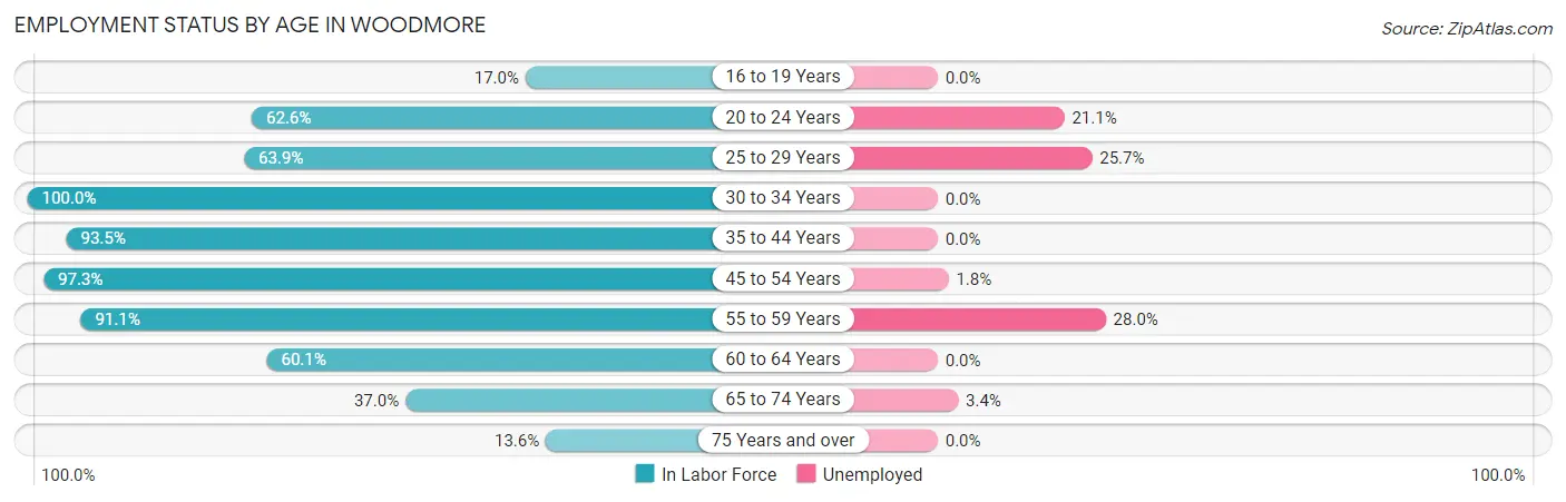 Employment Status by Age in Woodmore