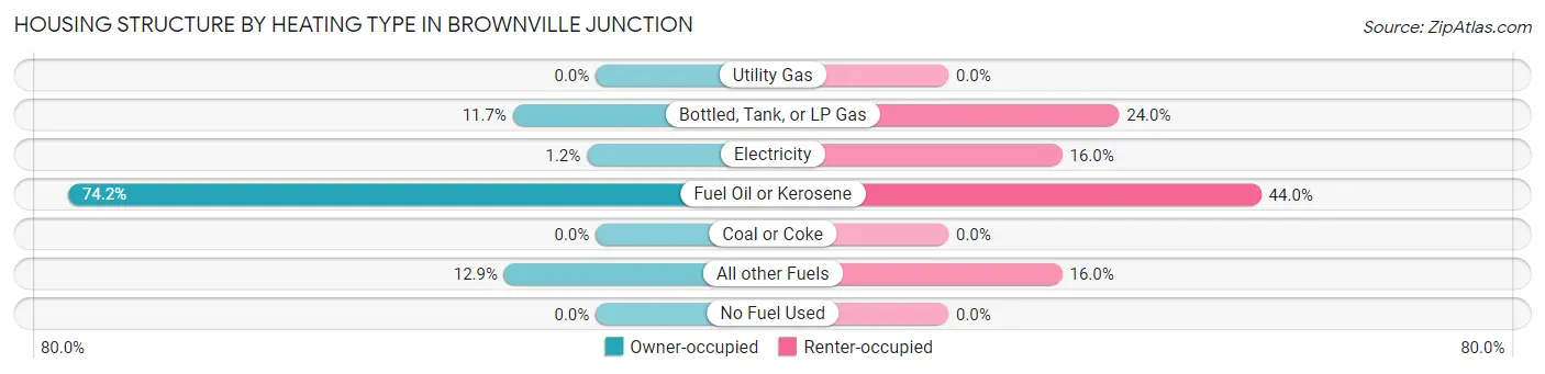 Housing Structure by Heating Type in Brownville Junction