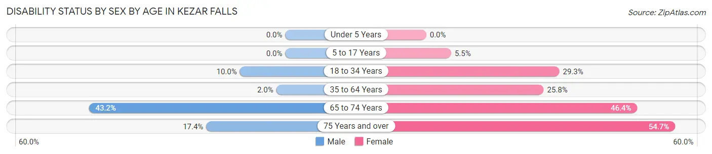 Disability Status by Sex by Age in Kezar Falls