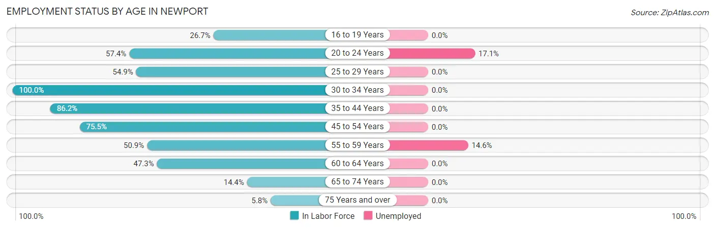 Employment Status by Age in Newport