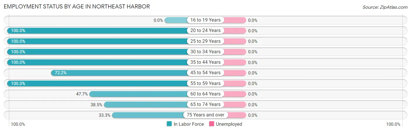 Employment Status by Age in Northeast Harbor