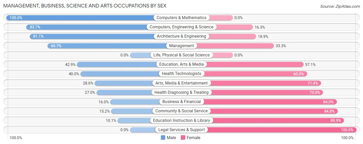 Management, Business, Science and Arts Occupations by Sex in Armada