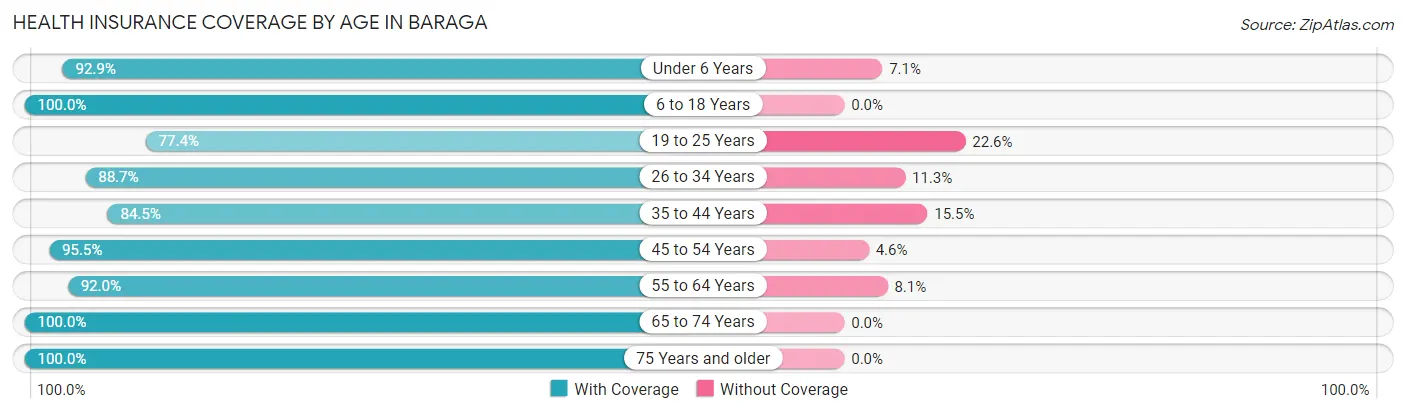 Health Insurance Coverage by Age in Baraga