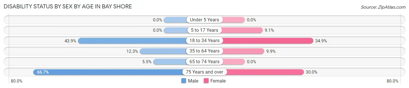 Disability Status by Sex by Age in Bay Shore