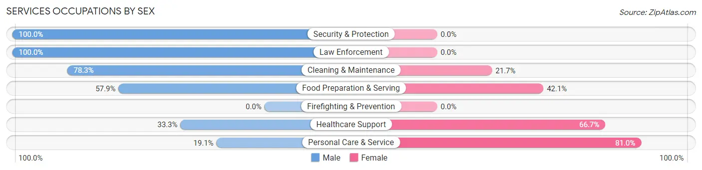 Services Occupations by Sex in Berrien Springs