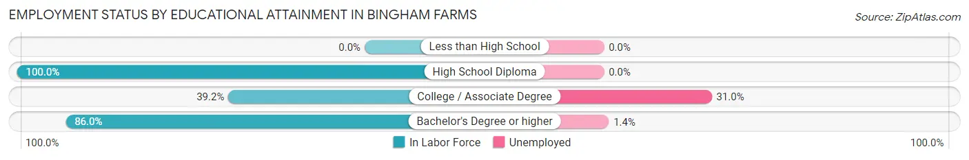 Employment Status by Educational Attainment in Bingham Farms