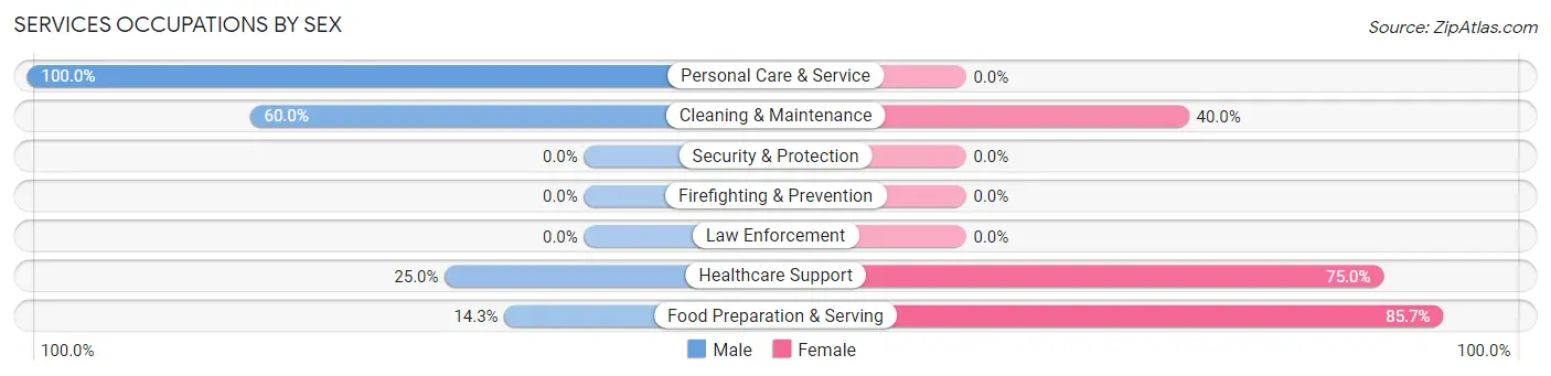 Services Occupations by Sex in Boyne Falls
