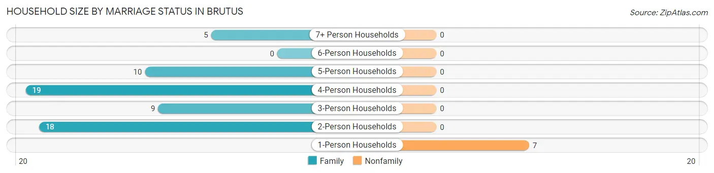 Household Size by Marriage Status in Brutus