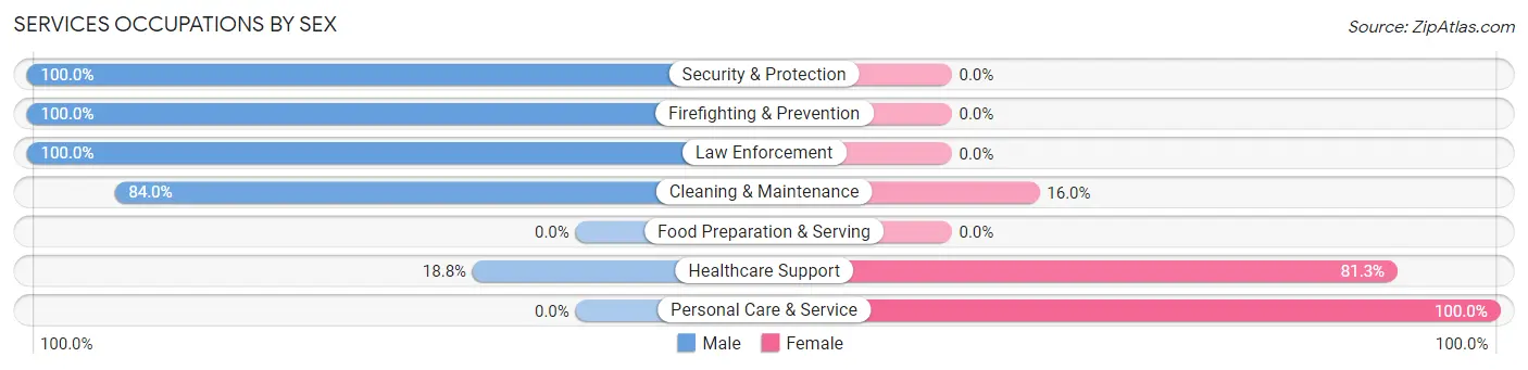 Services Occupations by Sex in Buckley