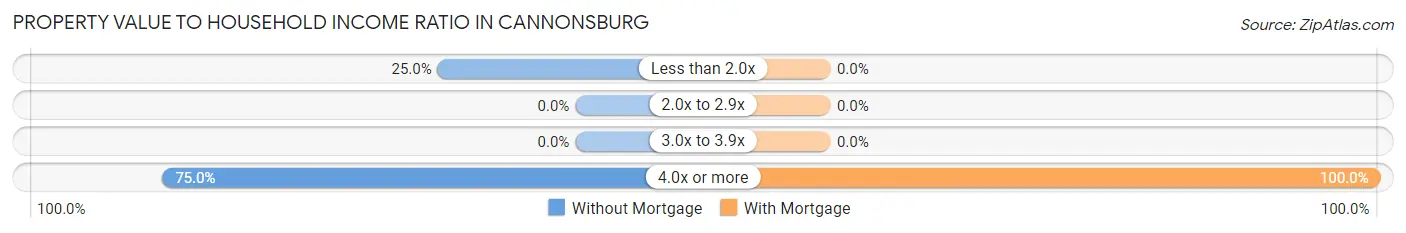 Property Value to Household Income Ratio in Cannonsburg