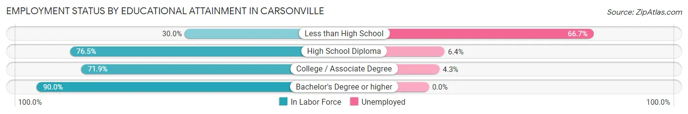 Employment Status by Educational Attainment in Carsonville