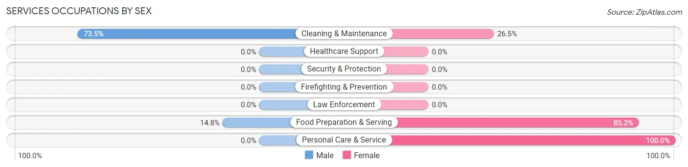 Services Occupations by Sex in Caseville