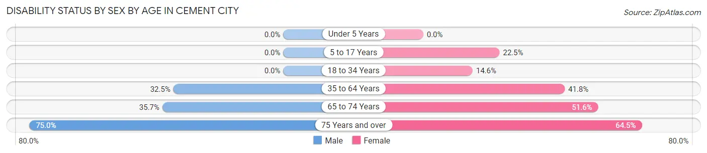 Disability Status by Sex by Age in Cement City