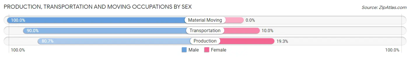 Production, Transportation and Moving Occupations by Sex in Cheboygan