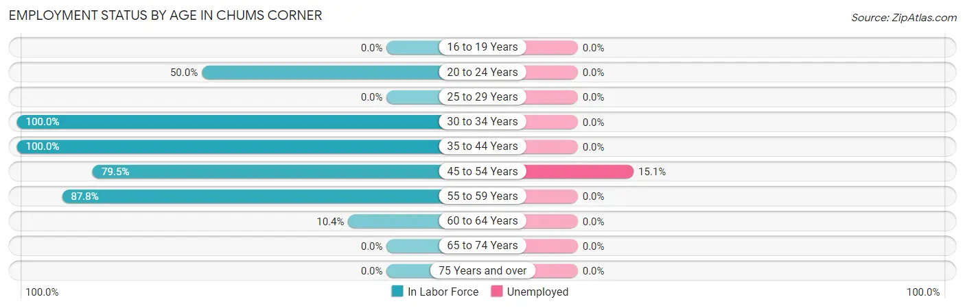 Employment Status by Age in Chums Corner