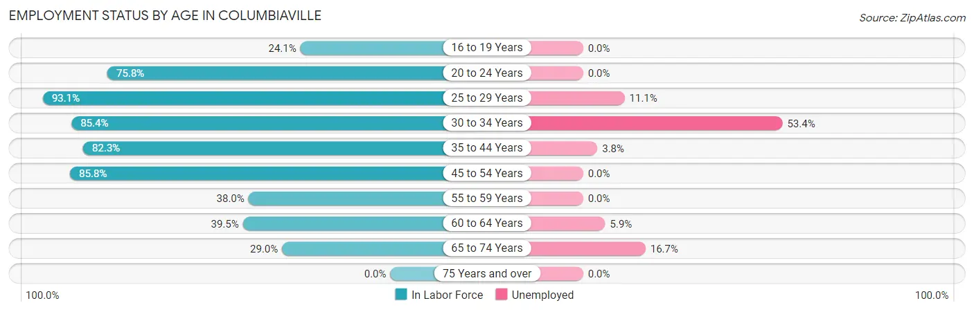 Employment Status by Age in Columbiaville