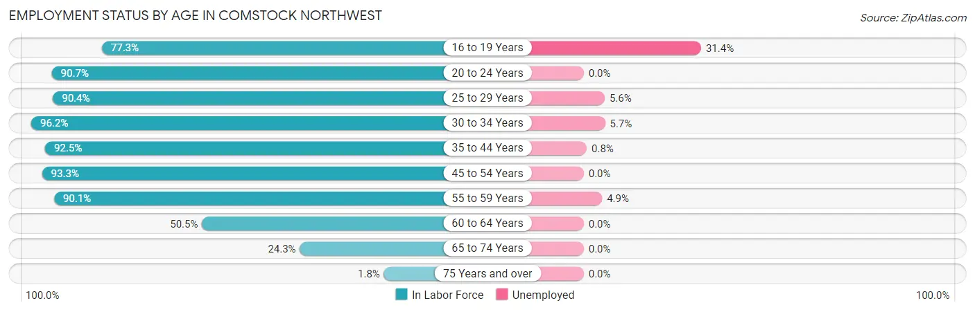 Employment Status by Age in Comstock Northwest