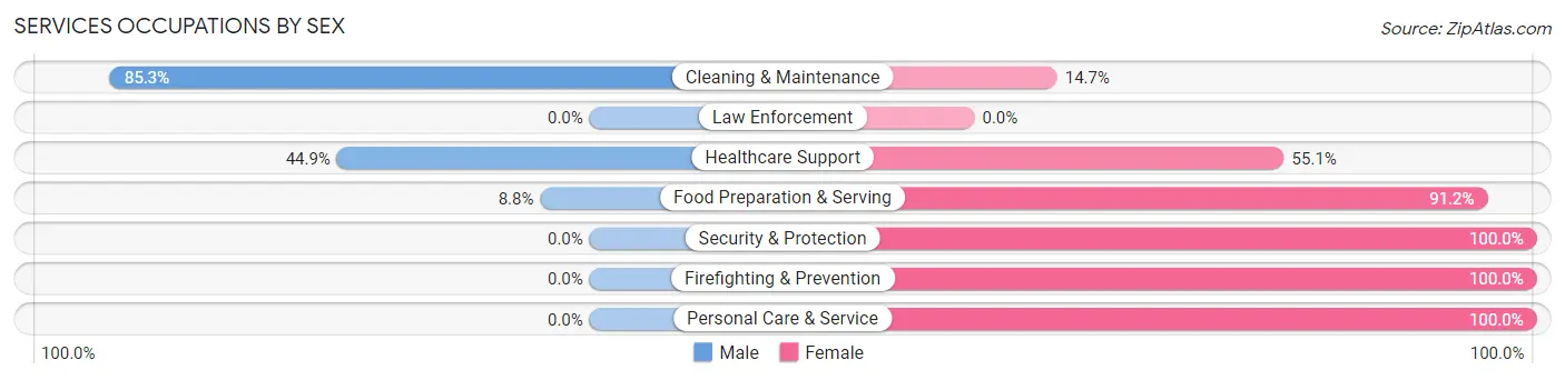 Services Occupations by Sex in Coopersville