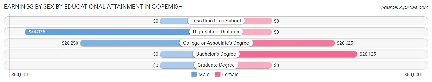 Earnings by Sex by Educational Attainment in Copemish