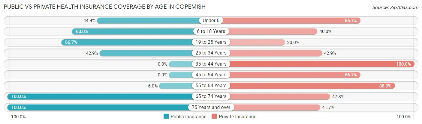 Public vs Private Health Insurance Coverage by Age in Copemish