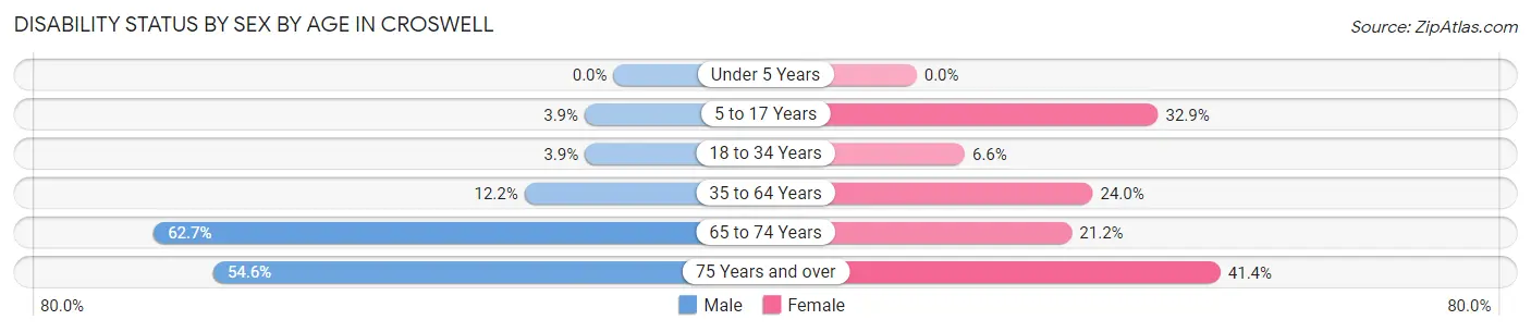 Disability Status by Sex by Age in Croswell