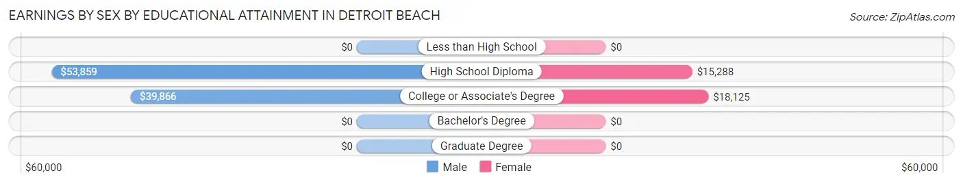 Earnings by Sex by Educational Attainment in Detroit Beach
