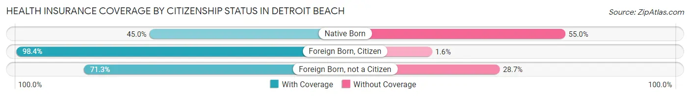 Health Insurance Coverage by Citizenship Status in Detroit Beach