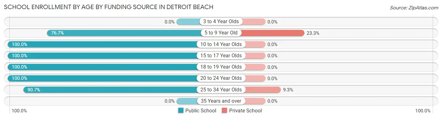 School Enrollment by Age by Funding Source in Detroit Beach