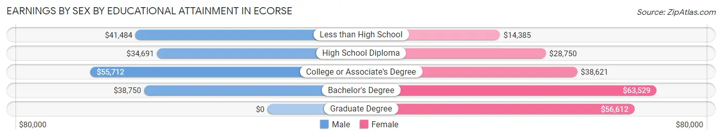 Earnings by Sex by Educational Attainment in Ecorse