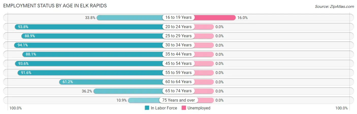 Employment Status by Age in Elk Rapids