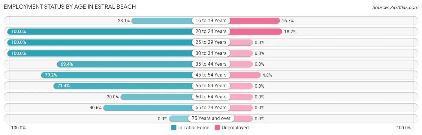 Employment Status by Age in Estral Beach